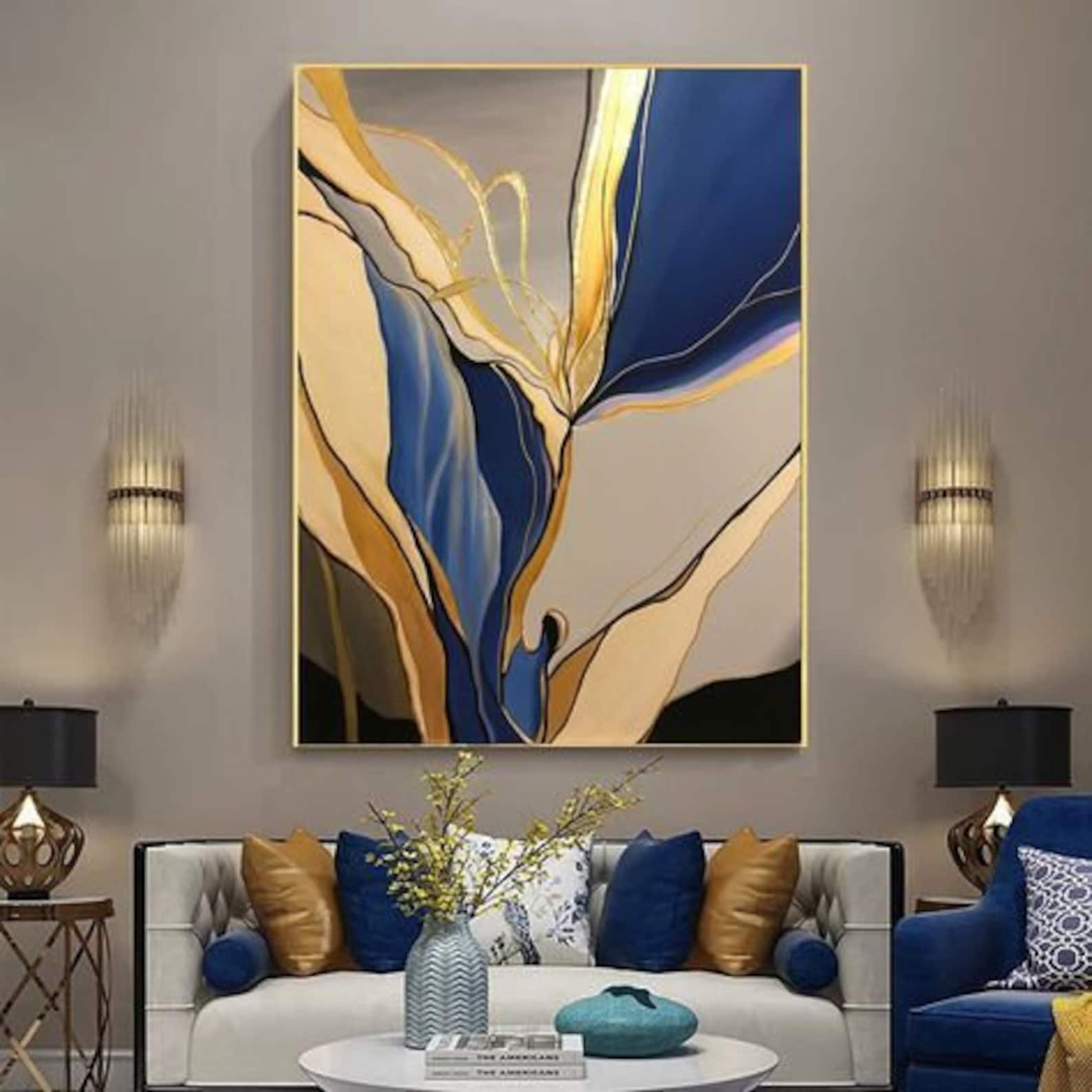 Modern abstract art wall painting with frame Print Canvas Etsy