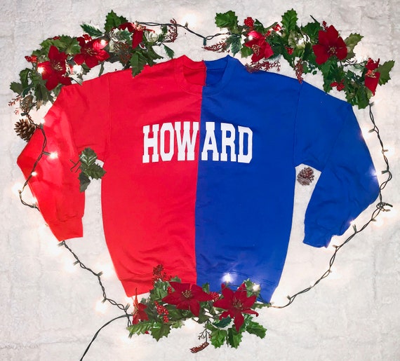 Handmade Howard University Red and Blue Spliced Crewneck Sweatshirt Etsy
