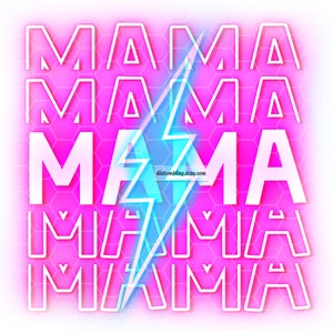 Mama Lightning Bolt Bright Pink Neon Stacked Mama Sublimation - Etsy