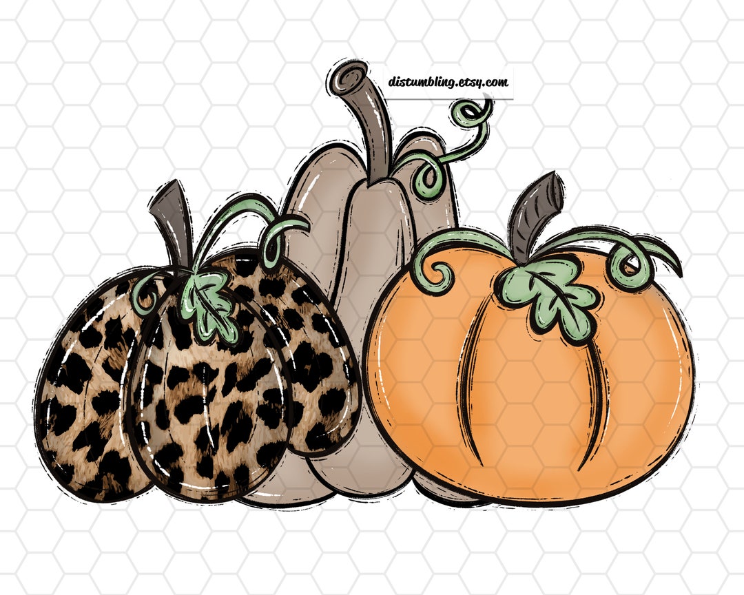 Fall Pumpkins Cheetah Print Sublimation Sublimation Designs - Etsy