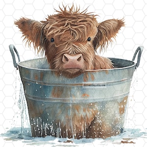 Cute Highland Cow Calf Farm Sublimation PNG Cute Animals Downloads - PNG Transparent Sublimation Designs