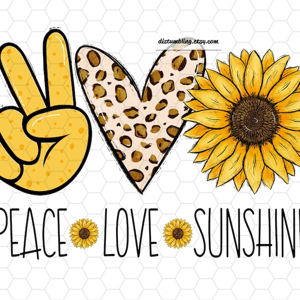 Peace Love Sunshine Sublimation Designs Fall Sunflowers Leopard Print Sublimation Design Downloads - PNG Transparent