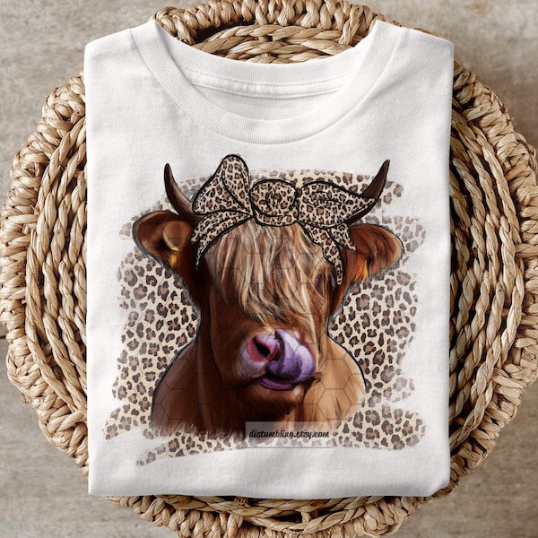 Highland Cow Sublimation PNG Cheetah Country Western Headband Funny Heifer Downloads - PNG Transparent Sublimation Designs