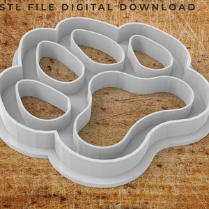 Dog paw cookie cutter STL file with Embossing Features
