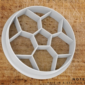 May include: White 3D printed soccer ball shelf with hexagonal compartments.  This is a STL file download.