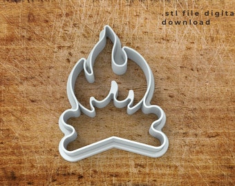 Camp Fire cookie cutter STL file with Embossing Features