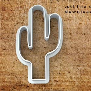Cactus zuidwestelijke cookie cutter STL-bestand met reliëffuncties