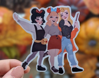 Princesas de otoño de otoño en el parque: pegatina de troquel de vinilo dorado / impermeable Disney