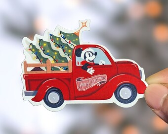 ミッキーマウス クリスマスツリー トラックステッカー - 防水ビニールデカール