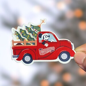 Holiday Mickey Disney Christmas Tree Truck / Adesivo fustellato in vinile impermeabile per custodie per laptop e telefoni