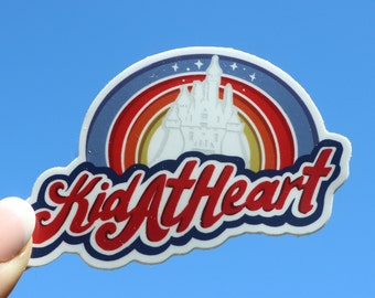 Kid At Heart / Disneyland 90s Rainbow Logo Inspired Waterproof Vinyl Die Cut Sticker