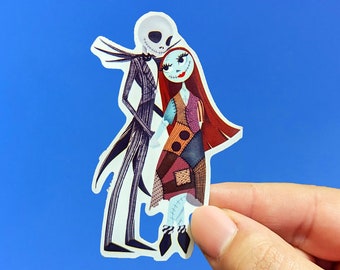 Novios en el parque / Jack & Sally / Pesadilla antes de Navidad / Vinilo impermeable troquelado pegatina Disney