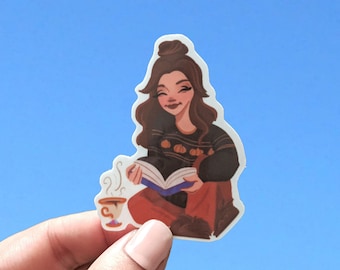 Belle Beauty and the Beast Fall Autumn  | Waterproof Vinyl Disney Die Cut Sticker for  laptop phone cases
