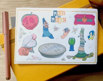 Disney's Snow White Movie Iconography Sticker Sheet | Die Cut MATTE Vinyl Sticker Sheet