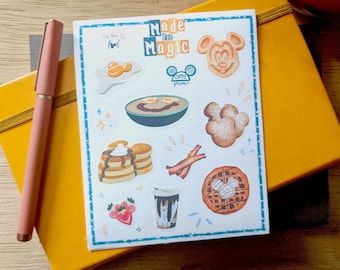 ディズニーパークの朝食フードステッカーシート | ダイカットマットビニールステッカーシート