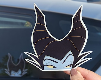 Pegatina para coche de los villanos de Maléfica / Pegatina de vinilo troquelada impermeable de La Bella Durmiente de Disney
