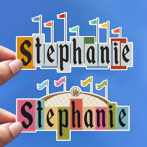 Pegatina personalizada personalizada con nombre o logotipo clásico de Disneyland, vinilo troquelado a prueba de agua