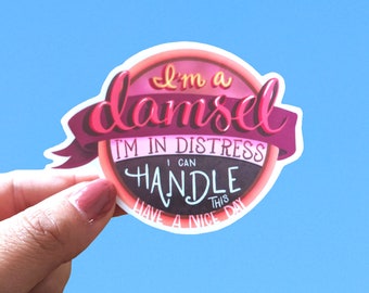 Damsel In Distress | Megara Female Empowerment Quote | Waterproof Vinyl Die Cut Sticker Disney inspired