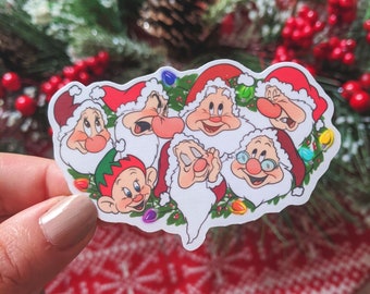 Seven Santa Dwarfs Snow White Christmas  | Waterproof Vinyl Disney Die Cut Holiday Sticker for  laptop phone cases journal