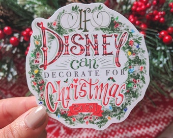 ディズニーがクリスマスを飾れるなら | ハイドロフラスクのノートパソコンや携帯電話ケース、ジャーナル用の防水ビニール製ディズニーダイカットホリデーステッカー