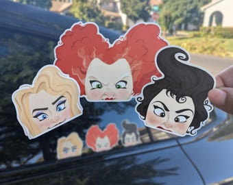 サンダーソン シスターズ ヴィランズ カー ステッカー デカール | ホーカス ポーカス 防水ビニール ダイカット ステッカー ディズニー