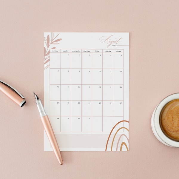 Calendar 2023 printable | Digital boho calendar | Pastel boho calendar pdf | Calendar 2023 PDF | 12 months of 2023 | Printable Calendar 2023