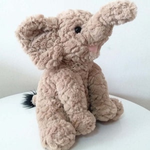 Beige,Plush Elephant: Personalize, Stuffed Animal w/Unique Plush Pattern, Baby Shower, Baptism, Birthday, Gift, Dumbo