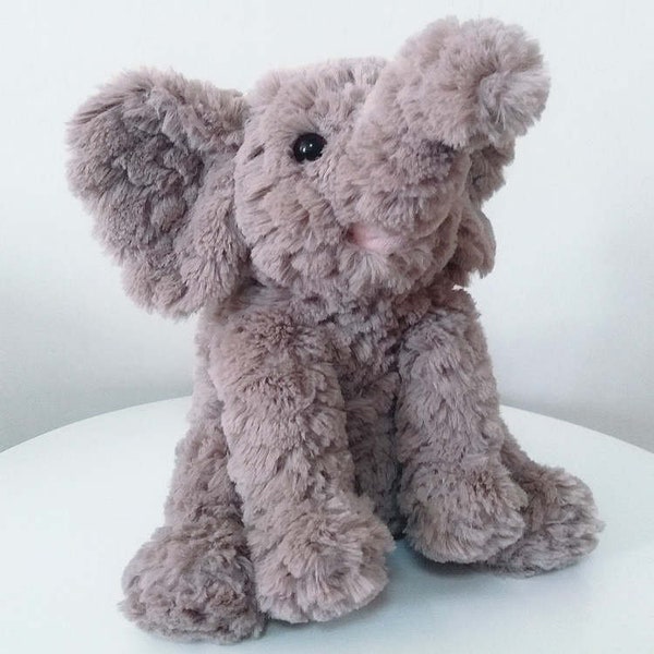 Gray, Plush Elephant: Personalization, Stuffed Animal w/Unique Fur, Baby Shower, Baptism, Birthday, Gift, Dumbo