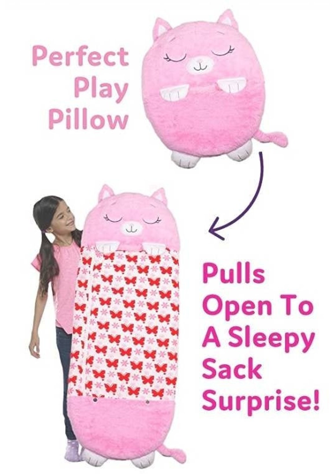 The Sleeping Kitty Cat Sleeping Bag For Kids Etsy