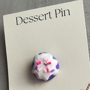 Purple Cake Pin: Handmade Clay Foodie Brooch