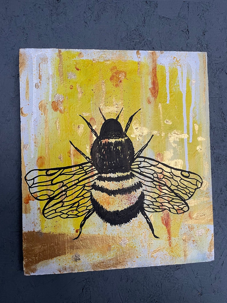 Original Bee Painting Bee Art Bumble Bee Wall Art Wall Etsy