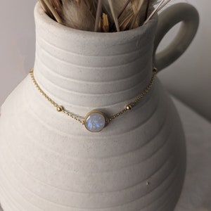 Bracelet &quot;Bastia&quot; - bracelet beaded chain ball gold plated with natural stone choice semi-precious gemstone satellite chain