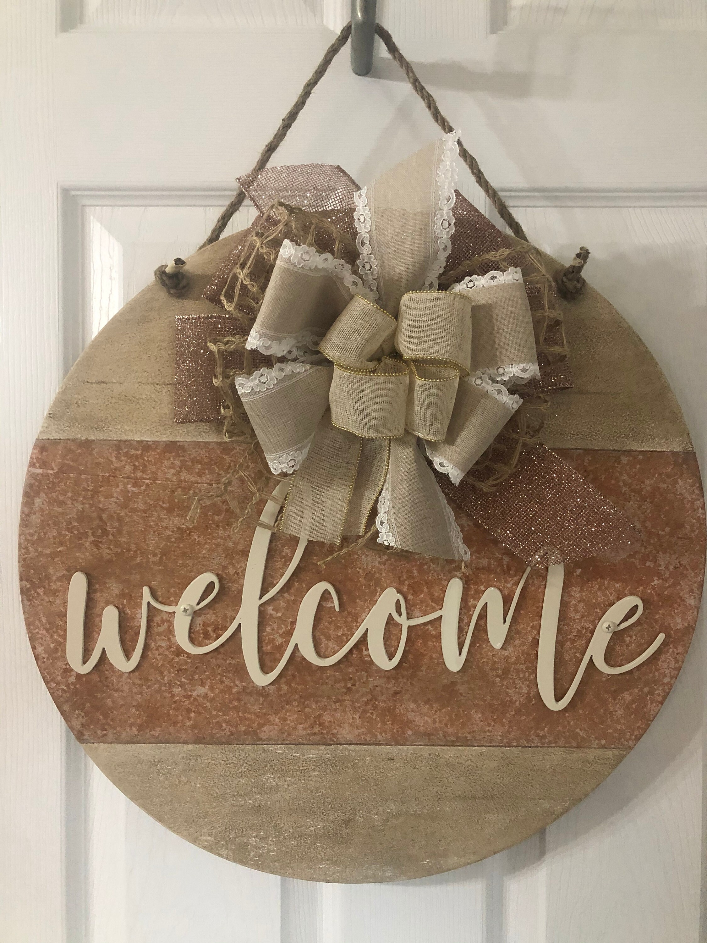 Unique 18 wood and metal door hanger Etsy