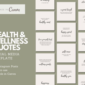 50 Health and Wellness Quotes Instagram Template | Yoga Quotes | Wellness Quotes | Self-care Quotes | Wealth and Wellness Canva Template