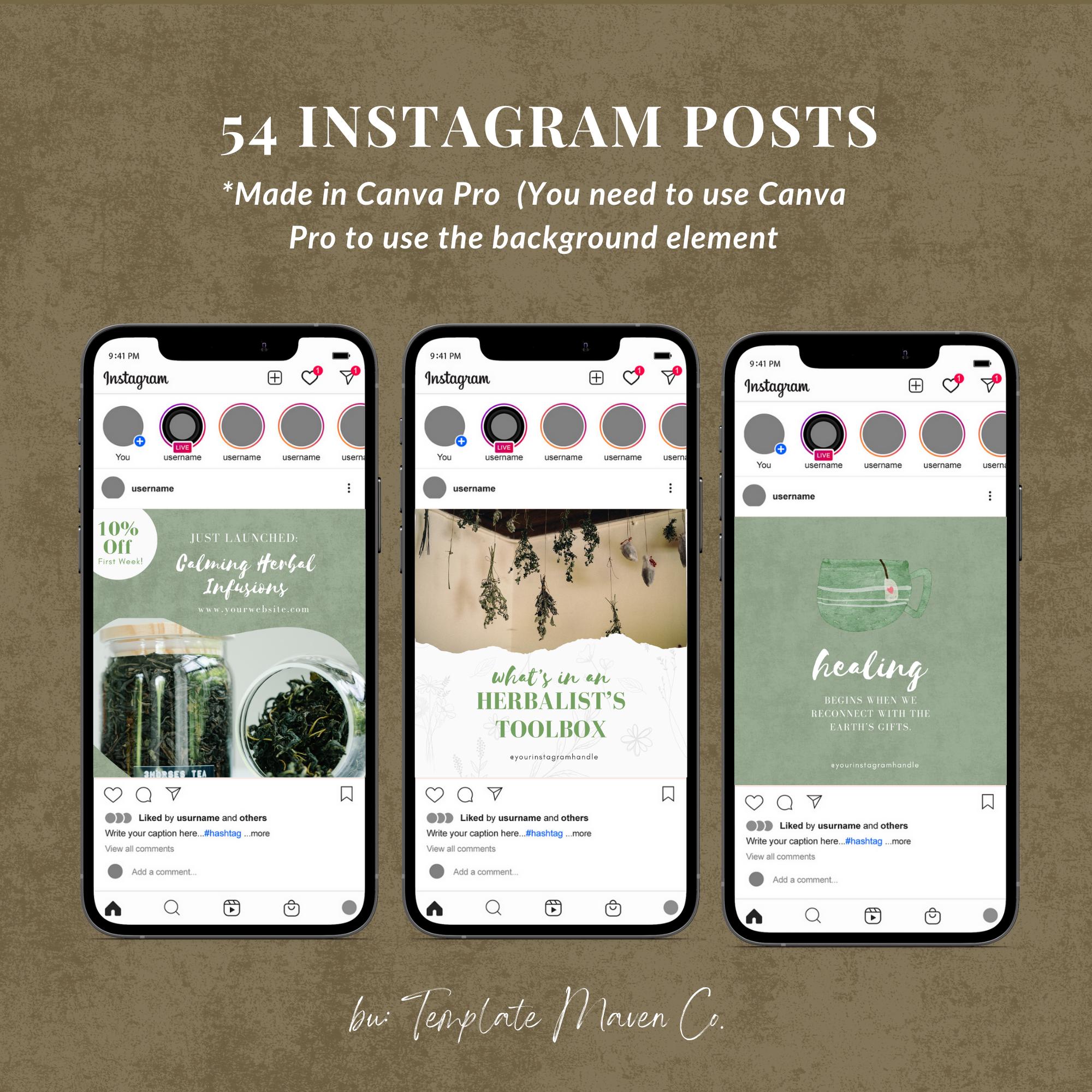 Herbalism Instagram Templates | Herbalist Social Media Canva Templates ...
