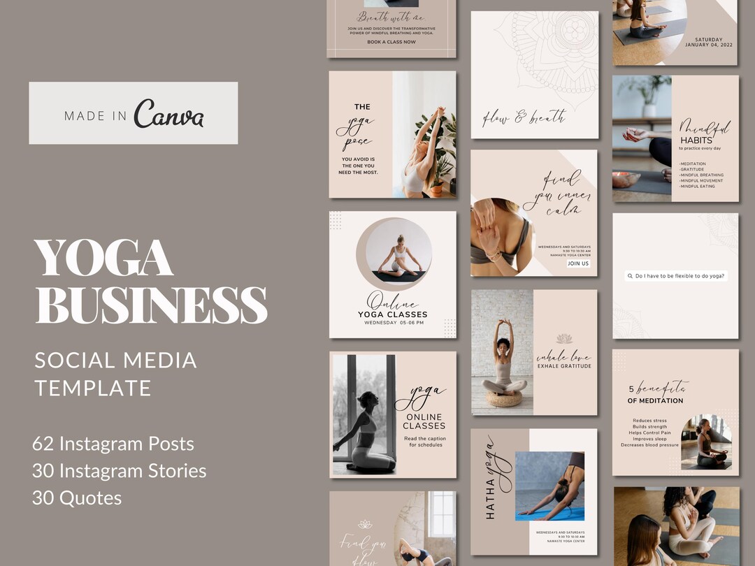 Yoga Instagram Templates Yoga and Wellness Instagram Templates Canva ...
