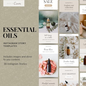 Essential Oils Instagram Story Templates: Editable Product Showcase (Canva)