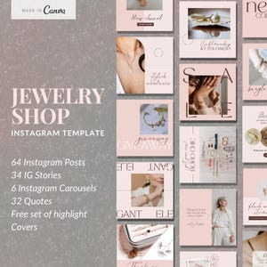 Jewelry Instagram Template Bundle, Jewelry Store Business Marketing, Jewelry Canva Template, Jewelry Business Branding, Jewelry IG Stories