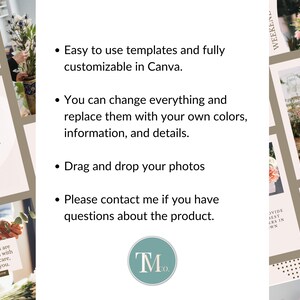 May include: A digital template for social media featuring a floral design with the text "Our flowers are handpicked with love and care, just for you." The template is customizable in Canva and includes instructions for using the template.