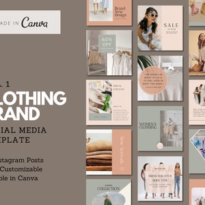 Clothing Brand Instagram Template: 40 Canva Posts (Digital Download)