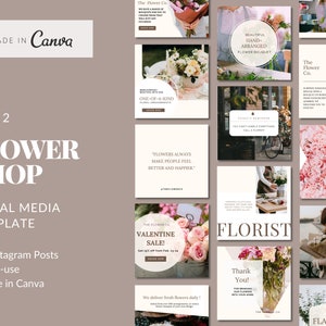 Florist / Flower Shop Instagram Template | Florist Social Media Template | Minimalist Design Instagram Template | Canva Template |