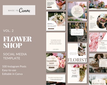 Florist Instagram Template: Minimalist Flower Shop Social Media (Canva)