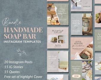 Handcrafted Soap Bar Instagram Templates: Rustic Soap Business