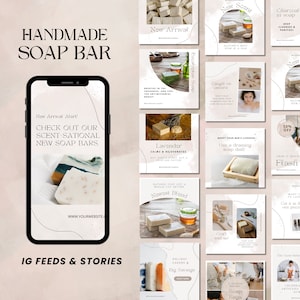 Modelli Instagram per attività di sapone fatto a mano, modelli per la produzione di sapone, bundle di modelli Instagram per sapone fatto a mano, storie IG per attività di sapone