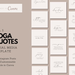 40 Yoga Zitate Instagram Vorlage | Yoga Instagram Vorlagen | Wellness Instagram Vorlagen | Canva Vorlagen für Yoga | Bearbeitbare Vorlage