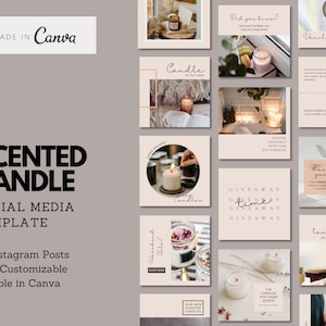 Scented Candle Instagram Templates: 60 Canva Quotes (PDF)