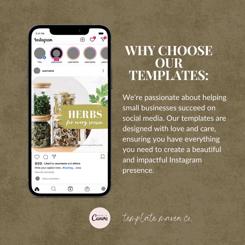 Herbalism Instagram Templates | Herbalist Social Media Canva Templates ...