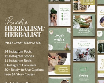 Herbalism Instagram Templates | Herbalist Social Media Canva Templates