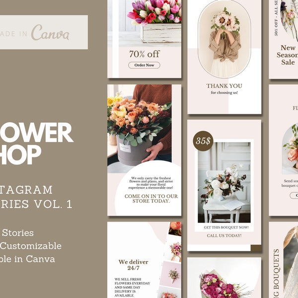 30 Florist / Flower Shop Instagram Template | Florist Social Media Template | Flower Shop  Instagram Stories Template | Florist IG Stories