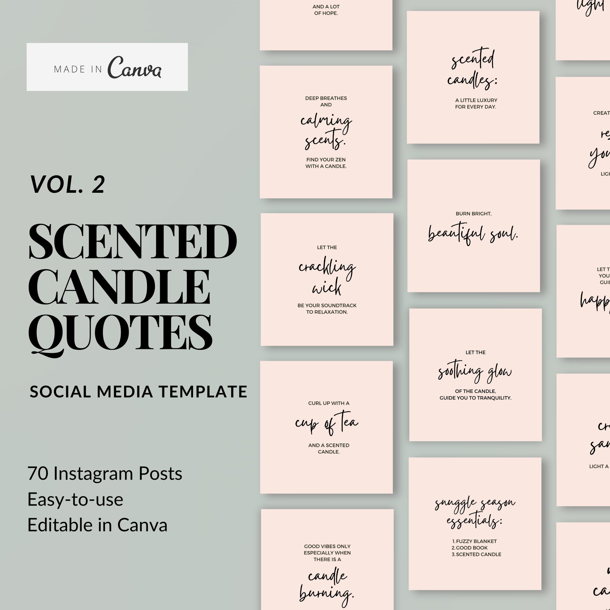 Scented Candle Quotes: Instagram Templates, Vol. 2 (canva) - Etsy Israel, image size:2000x2000